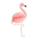 Hawaiian Tropical Pink Honeycomb Flamingo Hanging Party Decoration 27cm