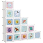 Songmics - Meuble de Rangement Enfant 15 Cubes, Armoire modulable avec Portes, Étagère en Plastique, pour vêtements, Chaussures, Jouets, Sacs