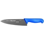 Starrett Professional Chefs Knife - BKL301-8 Wide Triangular 8" (200mm) Ultra Sharp Kitchen Knife with Long Lasting Blade - Blue Handle Stainless Steel Chopping Cooking Knife (DV86206)