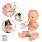 Smoby - Baby Nurse - Poupon 30cm - Corps Dur - Biberon et Couche - Fonction Pipi - Dès 18 Mois - 220104