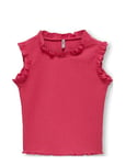 Kmgnella S/L Frill Top Jrs Tops T-shirts Short-sleeved Pink Kids Only