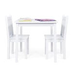 Humble Crew, Ensemble Table carrée et 2 chaises en Bois, Blanc