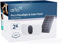 Arlo Floodlight Security Camera Outdoor + Solar panel, Quality 2K HDR, 160° Wide Angle, Weatherproof, Colour Night Vision, Ringing Alarm Siren, Up to 3000 Lumen, 2-Way Talk, Free Trial Secure