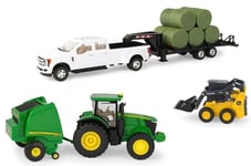 ERTL, Ensemble avec JOHN DEERE 7230R et presse 569, 4x4, plateau et mini char...