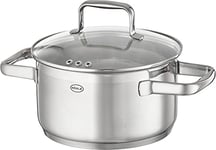 RÖSLE Faitout CHARM - Récipient de Cuisson Universel en Inox 18/10 avec Couvercle en Verre et Graduation Intérieure - Compatible Induction, Passe au Lave-Vaisselle, 16 cm