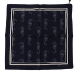 Dolce & Gabbana Mens Blue Seahorse DG Printed Square Handkerchief Scarf Silk - One Size