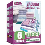 HIBAG Lot de 6 sacs de rangement sous vide pour vêtements, literie, couette, couverture (6 C), transparents, 6-COMBO (HB-6C-N)