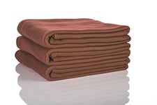 Glart Lot de 3 couvertures polaires Oeko-Tex marron chocolat, taille 130x160 cm, 200+ g/m². Idéal comme couverture de canapé, couverture câline ou couverture de pique-nique