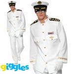 Mens Captain Costume Sailor Navy Officer And Gentleman Adult Fancy Dress Outfit