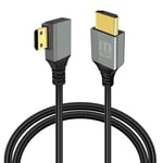 GELRHONR Mini HDMI to HDMI Cable 8K, 90 Degree Mini HDMI 2.1 Cable Ultra Slim Flexible Lead Supports 3D 8K@60Hz/4K@60Hz/48gbps for DSLR amcorder, Laptop, Tablet and Graphics/Video Card-1M(Left Angle)