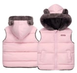 Maeau - Enfants Bébé Gilet Sans Manches Chaud à Capuche Matelassé Garçon et Fille Manteau Sans Manches Veste Gilet Épaissie Coupe-vent et Imperméable - Rose - 5-6 Ans