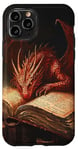 iPhone 11 Pro Aesthetic Gothic Red Dragon Reading Book Painting Bookish Case