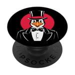 Pingouin pimpant dans un chapeau haut-de-forme et un smoking au design amusant et cool PopSockets PopGrip Adhésif