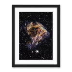 Artery8 Hubble Space Telescope Image Colourful Sheets Of Debris From The Stellar Explosion Of N 49 DEM L 190 Supernova Remnant Artwork Framed Wall Art Print 18X24 Inch