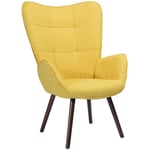 MEUBLES COSY Fauteuil crapaud avec accoudoirs chaise capitonné style scandinave BOGDAN en tissu jaune