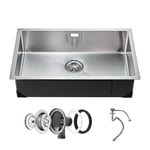 VEVOR Évier de cuisine, 76 cm, évier sous plan en acier inox 304, évier à encastrer cuve simple avec accessoires, évier de lave-vaisselle ménager pour camping-car, cuisine de préparation, buanderie