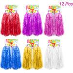 Creatiees 12 pièces Prime Cheerleading Pom Poms Pompons, 6 Paires Plastique Pom-Pom Girl Pompons Main Fleurs avec Conception de la Bague pour Le Sport Spirit Cheering Ballon Danse (Mixte Couleurs)