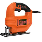 Scie Sauteuse filaire - Bois : 65 mm - Acier : 5 mm - Coupe biaises : 45° - 1 lame bois 400W, 18V, Orange,BLACK+DECKER KS501-QS