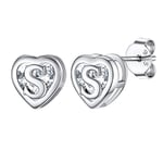 Boucle d'Oreille Lettre S Argent 925 Sterling Clou d Oreille Petite Creoles Fille Initiale Alphabet Anneau- Bijoux Cadeau Enfant Fille Soeur Adolecent Adult