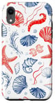 iPhone XR Red Blue Seashell Coastal Summer, Starfish, Women Case