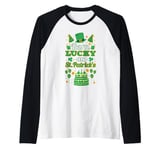 Born lucky on St Paddy's. Birthday, Saint Patrick Raglan Baseball Tee