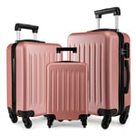 Kono Luggage Set 3 Pieces Suitcases Lightweight ABS Hard Shell Cabin Carry-on Travel Trolley Case with 4 Spinner Wheels (3 Pcs Set, Nude)