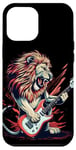 Coque pour iPhone 12 Pro Max Costume de lion à bascule avec guitare électrique