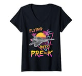 Womens Flying Into Pre-K Fighter Jet Plane Back To School V-Neck T-Shirt