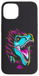 Coque pour iPhone 13 Jurassic World Colorful Neon Iconic T-Rex Logo