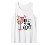 Raise Your Glass Girls Night Party Pink Celebration print Tank Top