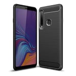 For Samsung Galaxy A9 (2018) Case Carbon Fibre Gel Cover Ultra Slim Black