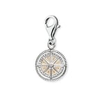 Engelsrufer Pendentif en forme de rose des vents pour femme en argent sterling et émail serti d'une pierre de zircone – Fermoir mousqueton – Sans nickel, Ø11, Argent, Zircone cubique