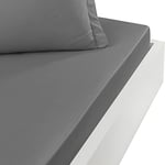 Sensei Maison - Drap Housse en Percale de Coton Bonnet 30 cm Soft Percale - 140x190 cm - Galet