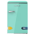 Cecotec Mini Frigo Rétro de 110 L Bolero CoolMarket TT Origin 110 Vert E. Mini Réfrigérateur, Classe E, ICEBOX, LED Intérieur, Poignée Chromée, Étagères en Verre, Ouvre-bouteilles, Vert.