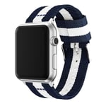 Apple Watch 45mm Series 8 Armband i nylon, blå/vit