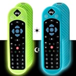 2 Pack Cover for Original Sky Q Voice Remote Control SKY135, Sky Q Touch and Non-Touch Remote Control Case Sleeve Skin Holder Battery Back Protector with Anti-Lost Lanyard（Glow Blue+Glow Green）