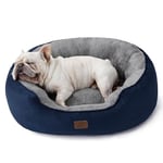 Bedsure Small Dog Bed Washable - Large Cat Beds for Indoor Cats and Puppy, Round Dog Bed Sofa for Medium Dogs with Slip-Resistant Bottom, Navy, 76x61x20cm