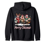 Christmas Chicken Shirt Lover Xmas Santa Hat Funny Farm Gift Zip Hoodie