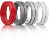 King Will Silicone Rings for Men - Comfortable and Breathable Mens Wedding Bands in Red White Gray Black - 8mm Wide Rubber Wedding Bands for Men - Perfect for Active Lifestyles 11