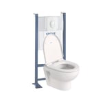 Pack WC suspendu sans bride compact DURAVIT Duravit No.1 + bâti support GROHE Rapid SL Projet + abattant + plaque blanc