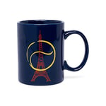 ROLAND GARROS - Mug Tour Eiffel - 100% Céramique - Bleu Marine - Lavable Au Lave-Vaisselle - Convient Au Micro-Ondes