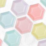 Engångstallrikar - Hexagon Pastell (12-pack)