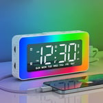 Yzmrbdqc - Réveil Numérique avec 2 Réveils, Miroir Horloge Numérique led avec 8 Modes Lumière, Snooze, Aide au Sommeil, Minuterie, Réveil