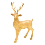 Ceramic Decorative Figurine, Modern Decorative Statue, Country House Sculpture as Deer in Gold Glitter, Standing, L/W/H: 14 x 8 x 21 cm