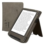 kwmobile Étui Compatible avec Pocketbook Verse/Verse Pro/Verse Color/Vivlio Light/Light HD Coque - Étui à Rabat magnétique Tablette eReader Daim synthétique - Gris