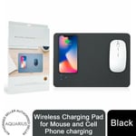 Aquarius Wireless Charging Pad for Mouse and Cell Phone charging, Black