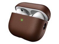 Keybudz Podskinz Artisan Series - Fodral Laddningsfodral För Trådlösa Öronsnäckor - Top-Grain Italian Leather - Naturbrun - För Apple Airpods Pro (2A Generation)