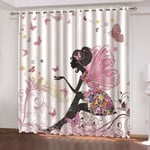 Termiskt Isolerande Mörkläggningsgardiner Vita Rosa Gula Fjäril Fairy 1 Stycken Barnrum Babyflicka Gardin Vardagsrum Modern Design 100X140cm