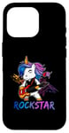 Coque pour iPhone 16 Pro Licorne Rock Star Guitare à bascule Musique Chanteur Rock Band