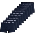 JACK & JONES Men's 10-Pack Boxer Briefs Trunks Set Stretch Underwear Basic Jersey JACSOLID, Colours:Dark-Blue, Size:S